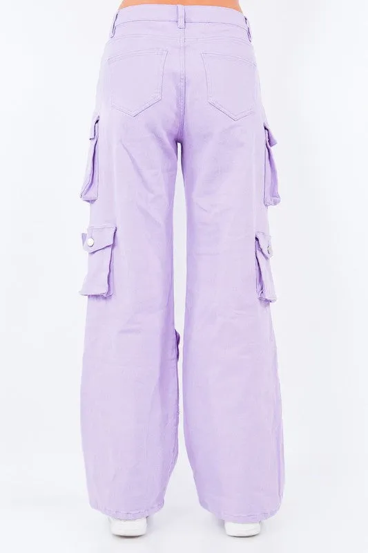 High Waist Wide Leg Pocket Pants