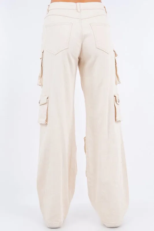 High Waist Wide Leg Pocket Pants