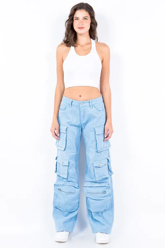 High Waist Wide Leg Pocket Pants