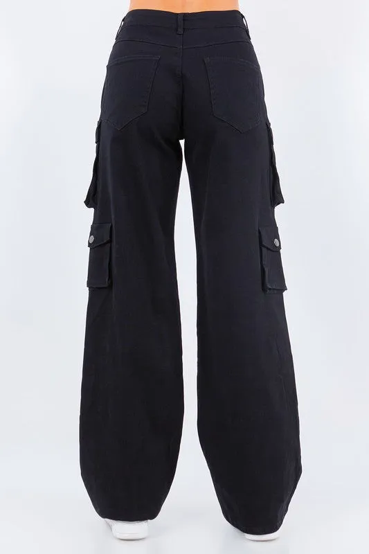 High Waist Wide Leg Pocket Pants