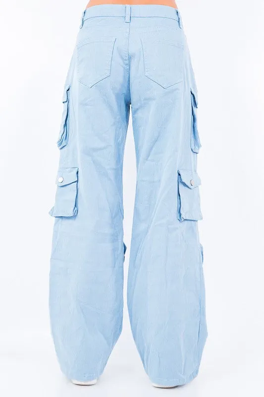 High Waist Wide Leg Pocket Pants