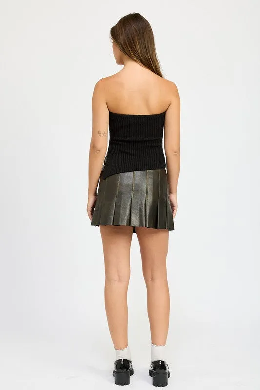 Hot Girl After Dark Faux Leather Pleated Skirt In Brown