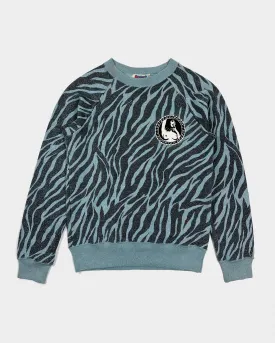 Hysteric Glamour Shiny Blue Zebra Sweatshirt 2000's