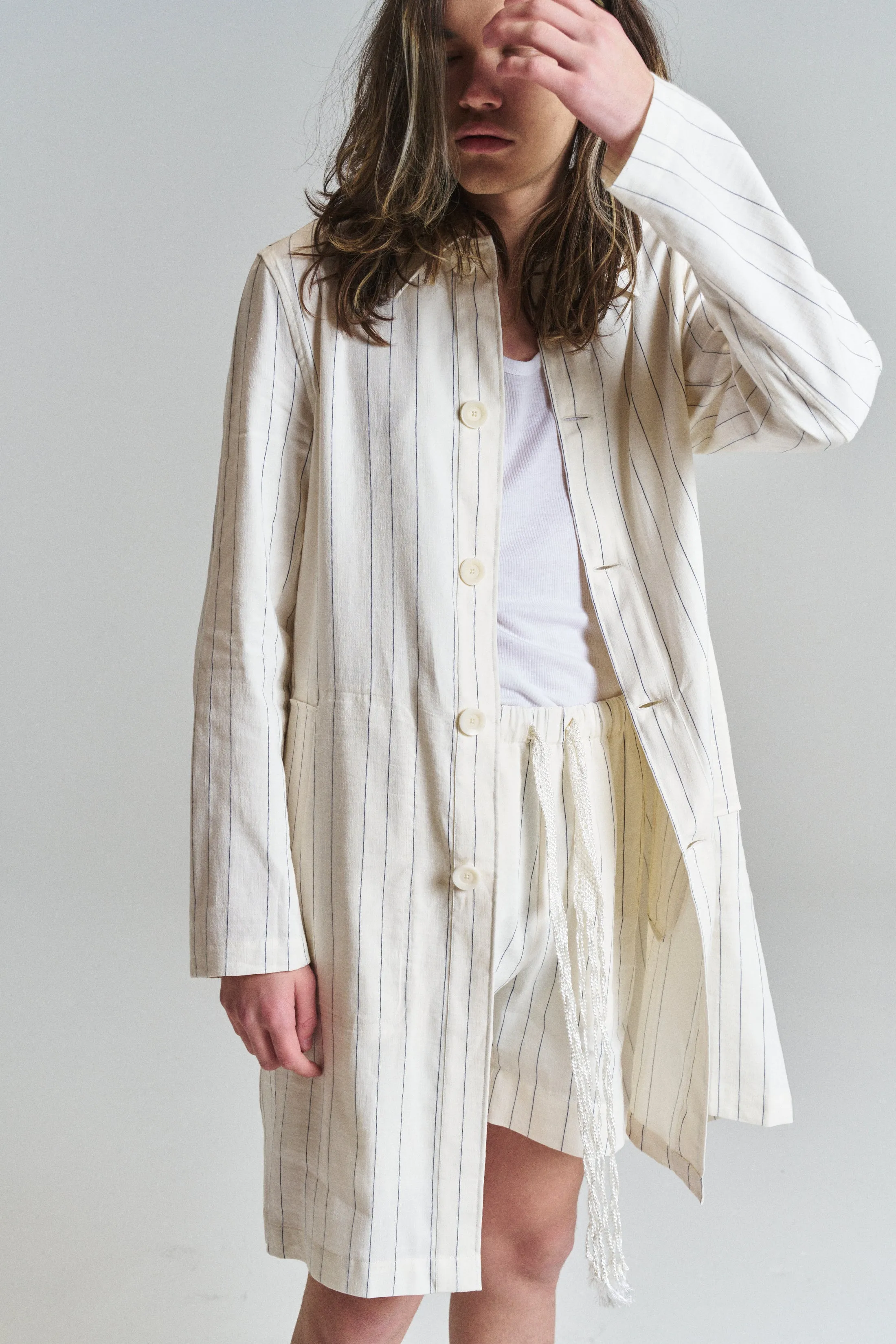 Ivory Stripe Linen Soukous Shirt