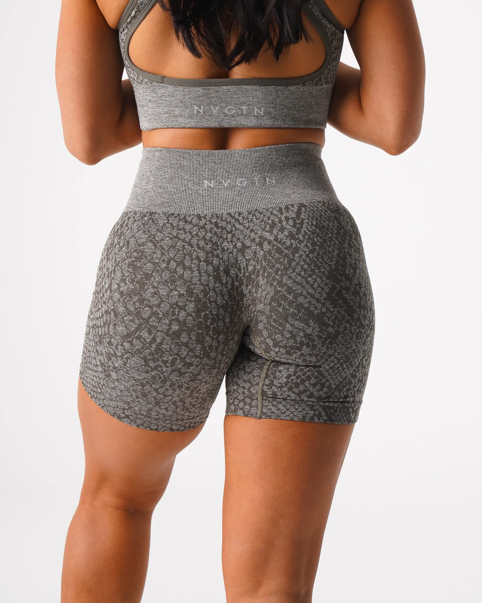 Khaki Green Snakeskin Seamless Shorts