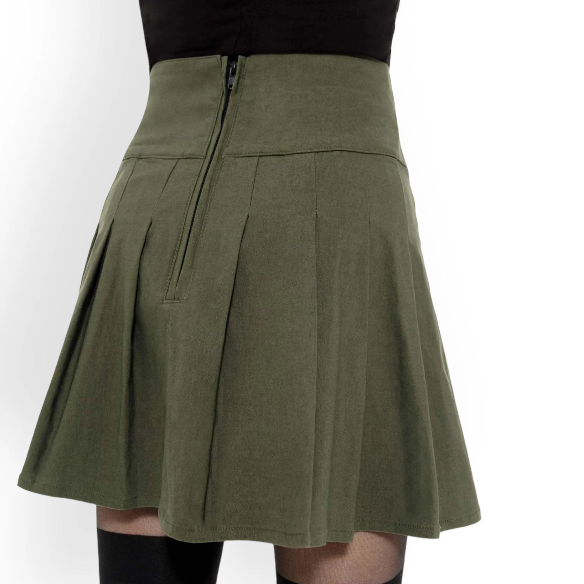 Killstar Dark Khaki Academy Skirt