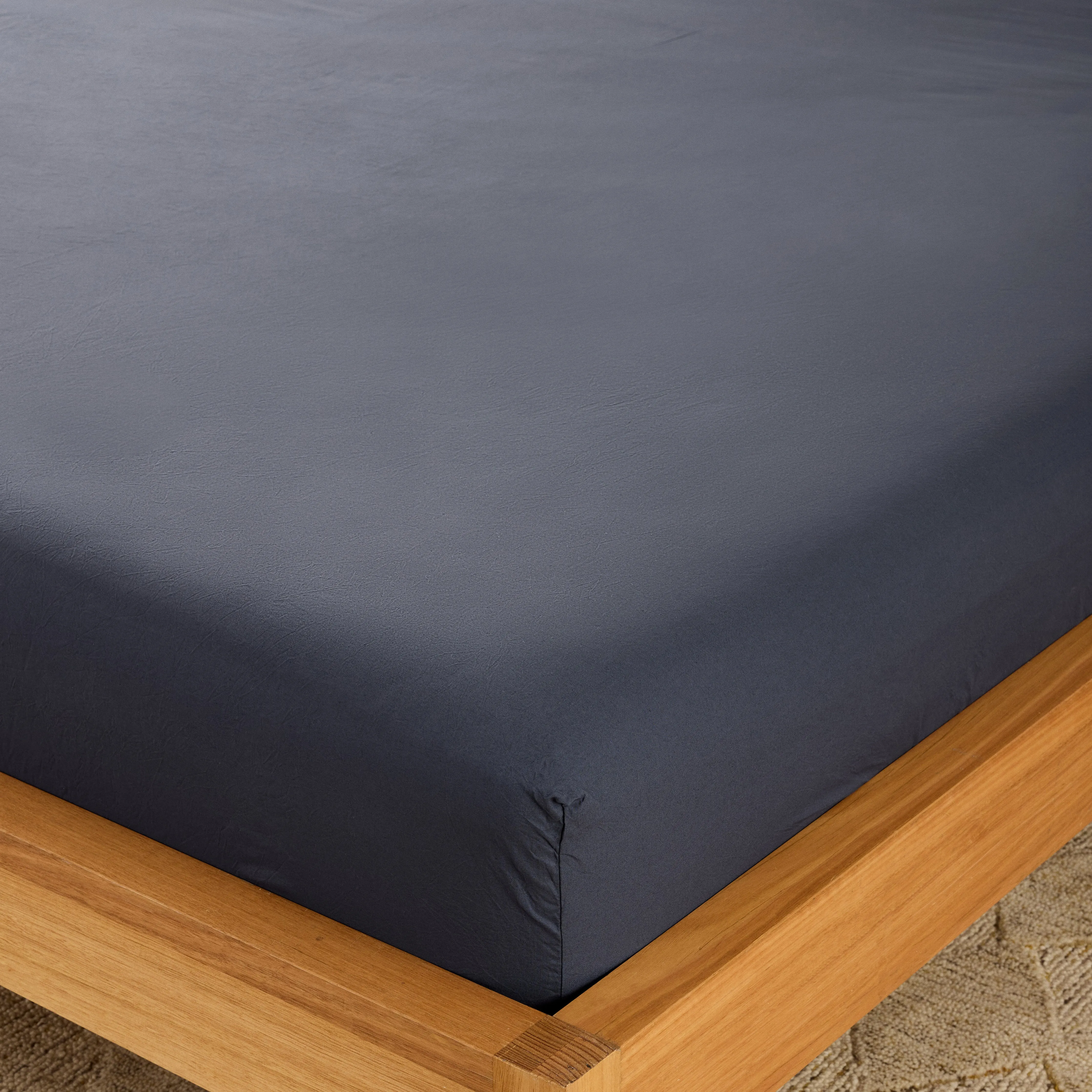 Leo Washed Cotton - Midnight Bed Sheets