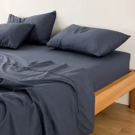 Leo Washed Cotton - Midnight Bed Sheets