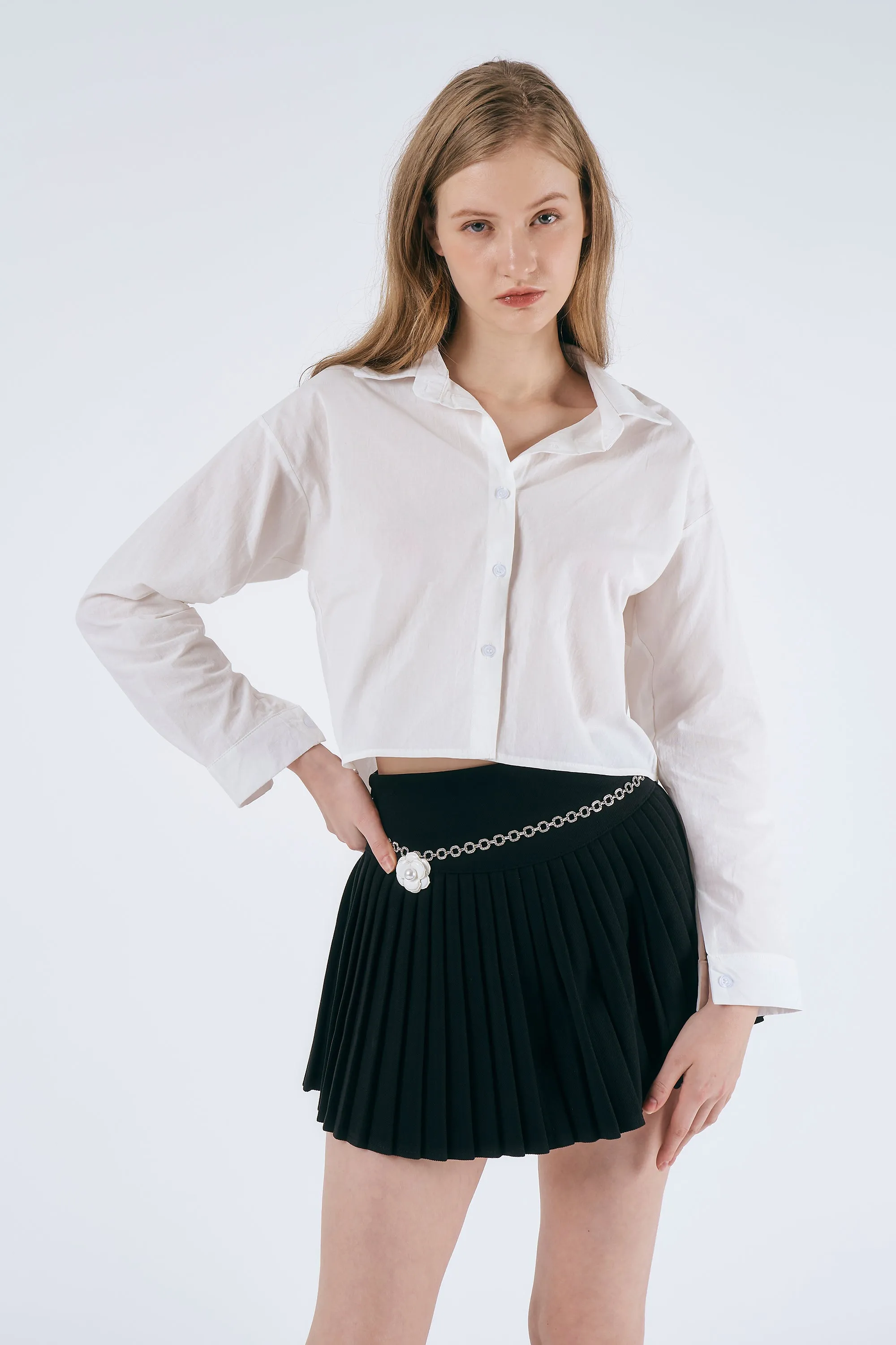 Lily Pleated Mini Skirt w/belt