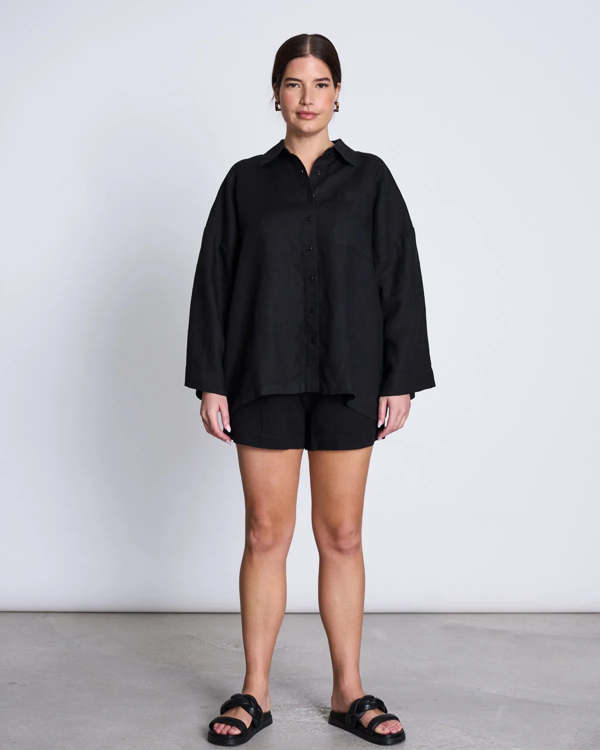 LINEN SHIRT MONS  BLACK