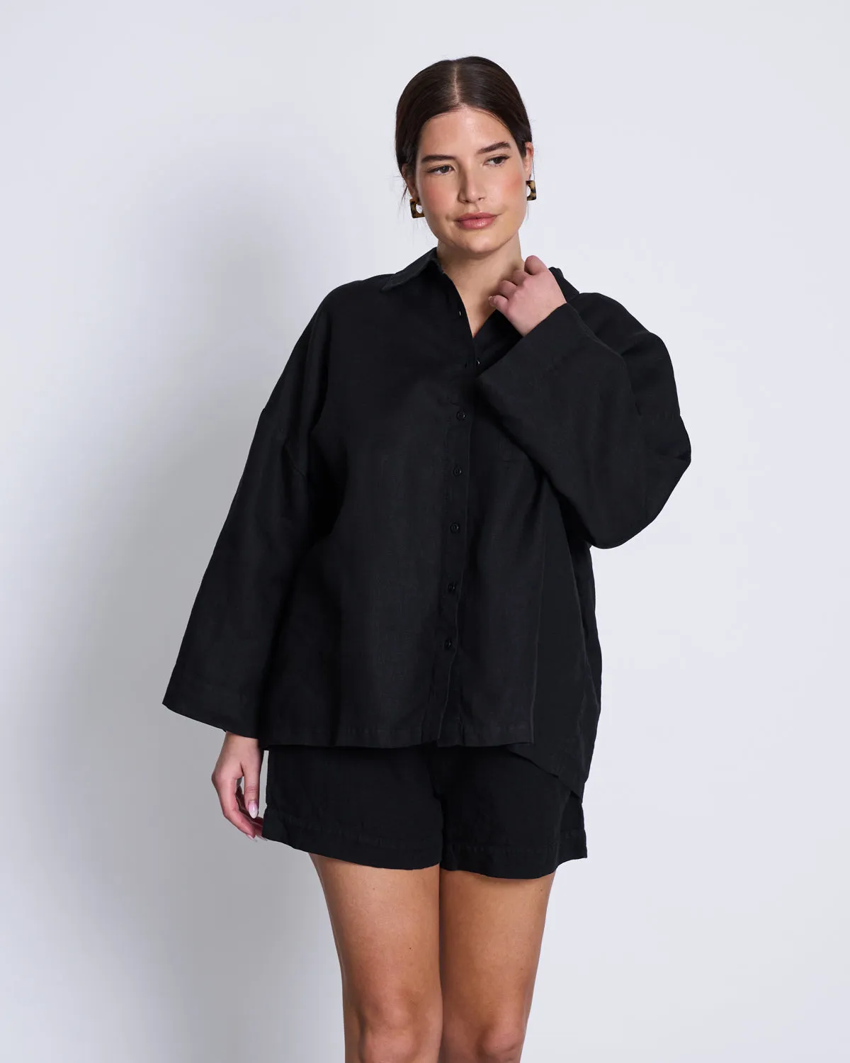 LINEN SHIRT MONS  BLACK