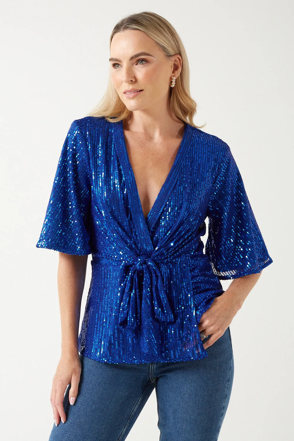 Marc Angelo Sequin Tie Top