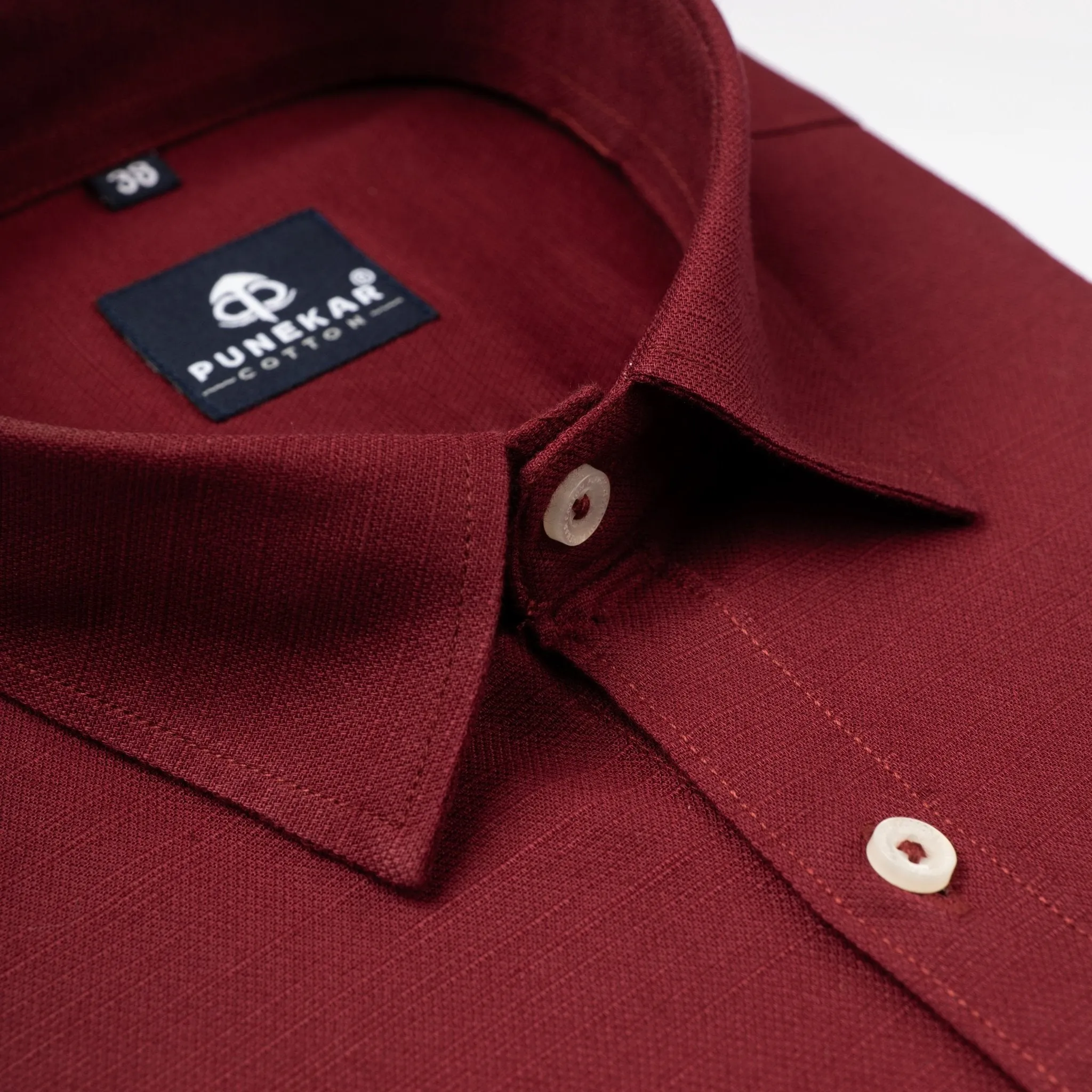 Maroon Color Cotton Linen Shirt For Men