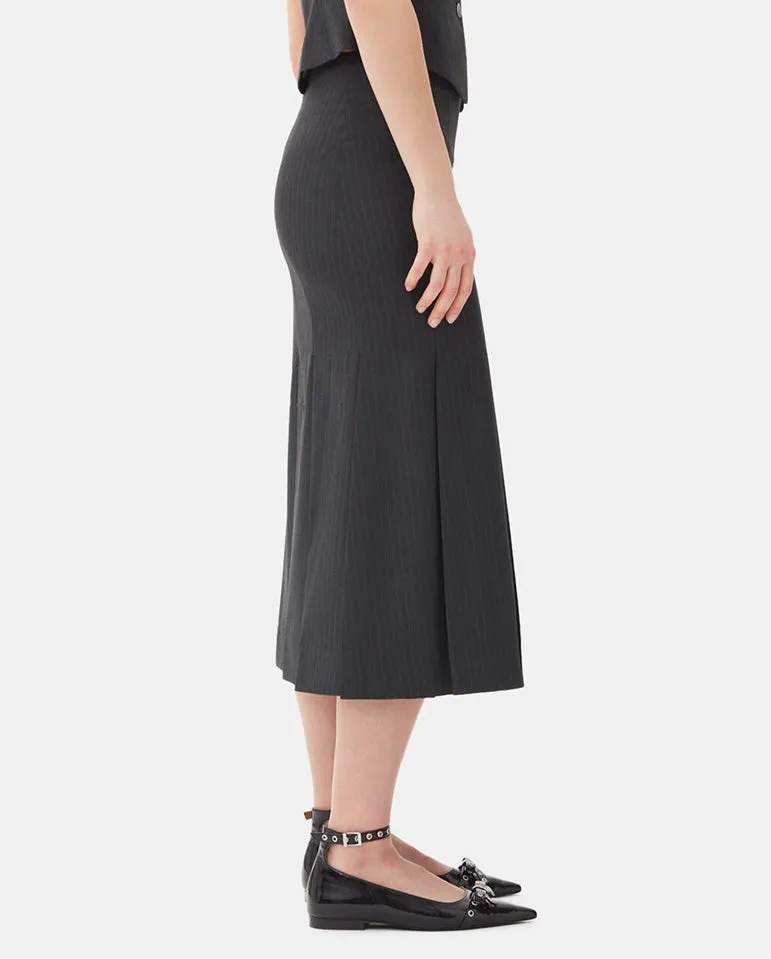 Melange Stripe Suiting Midi skirt Phantom