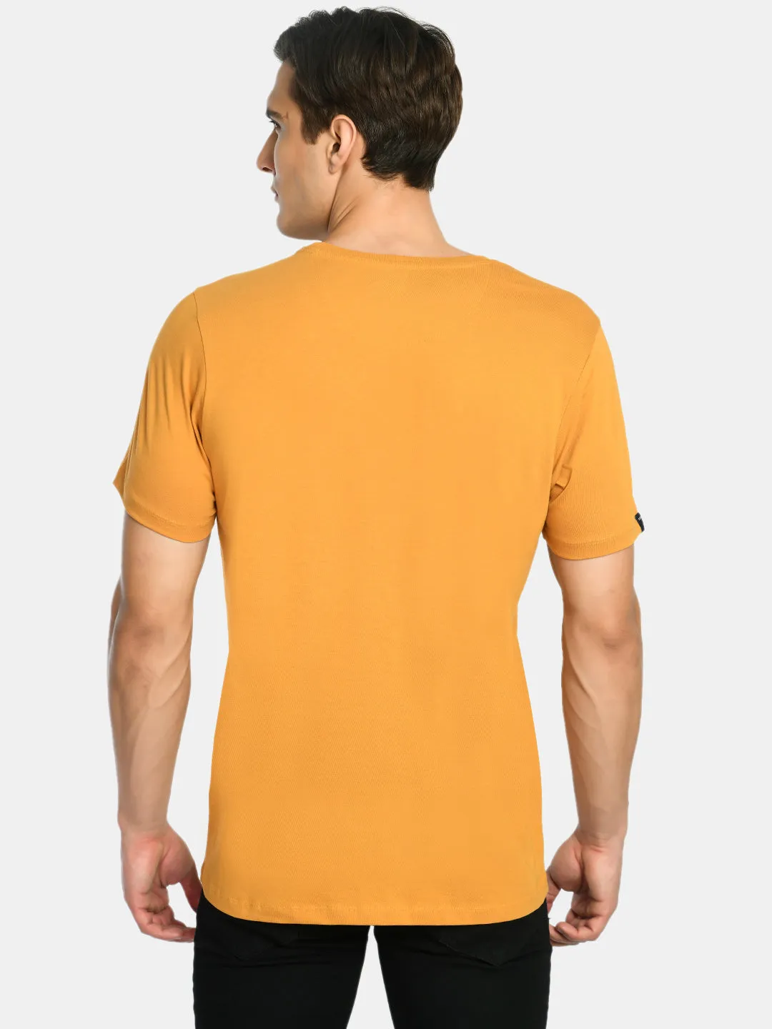 Men's Basic Honey Yellow Regular Fit T-Shirt