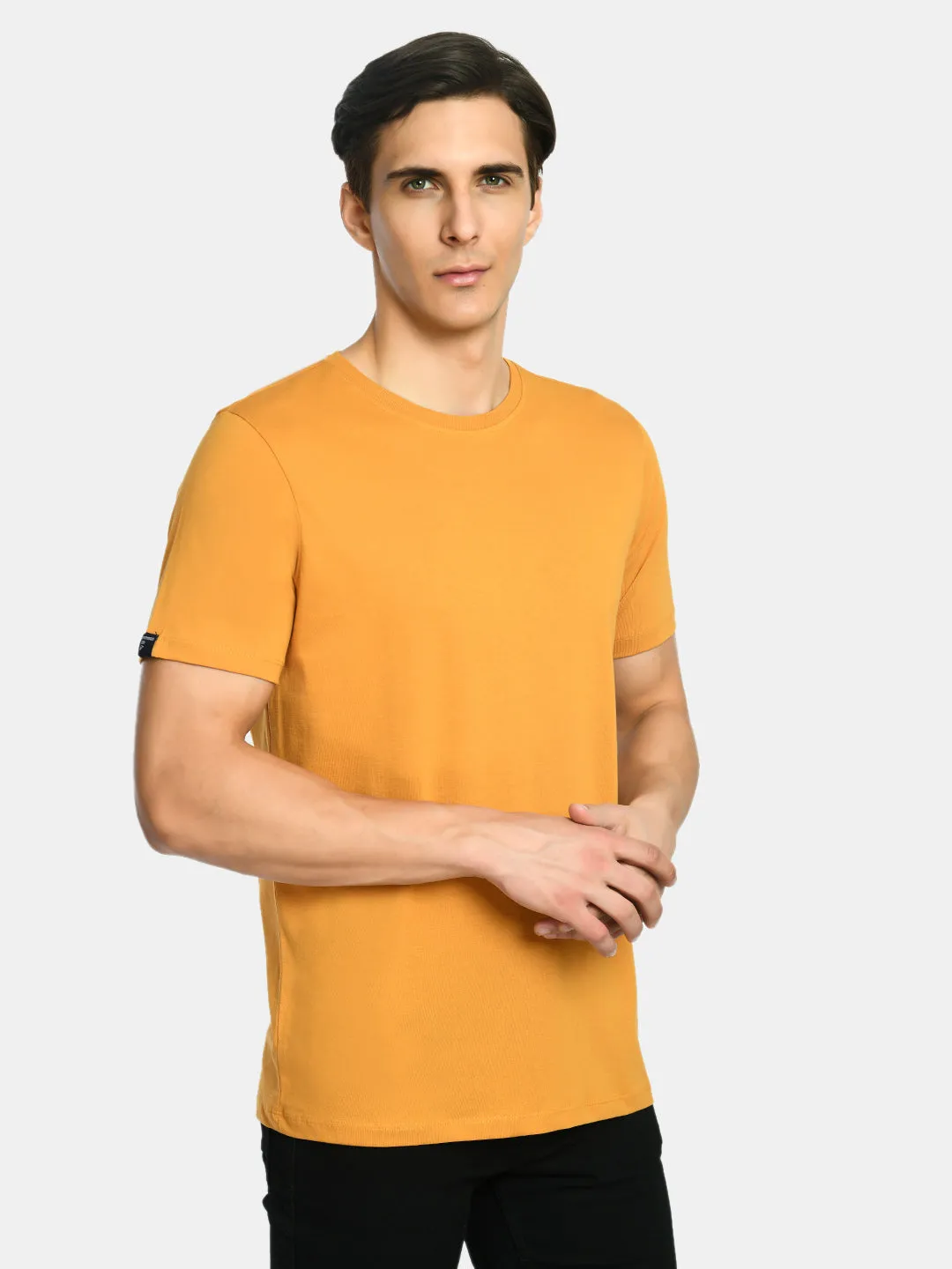 Men's Basic Honey Yellow Regular Fit T-Shirt