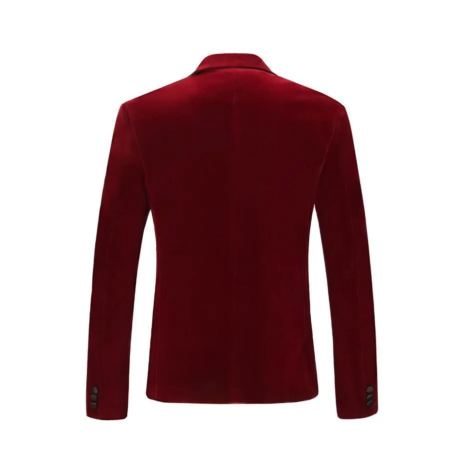 Men'S Fashion Autumn Velvet Wine Red Leisure Jacket