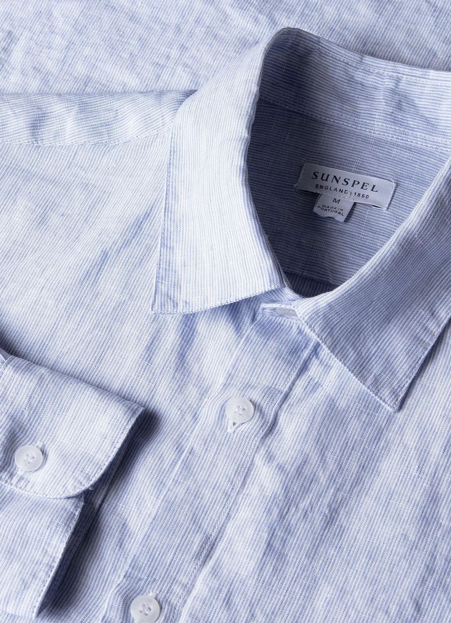 Men's Linen Shirt in Blue/White