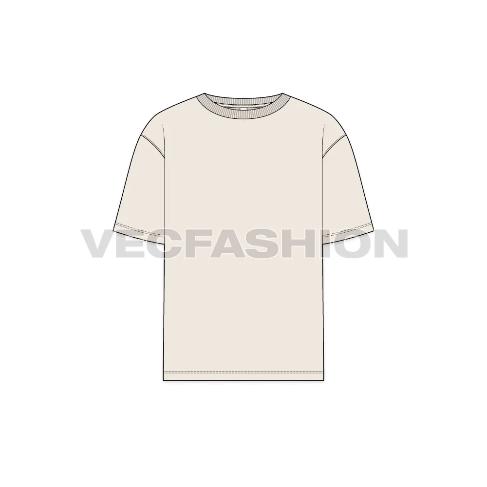 Mens Round Neck Baggy T shirt Sketch