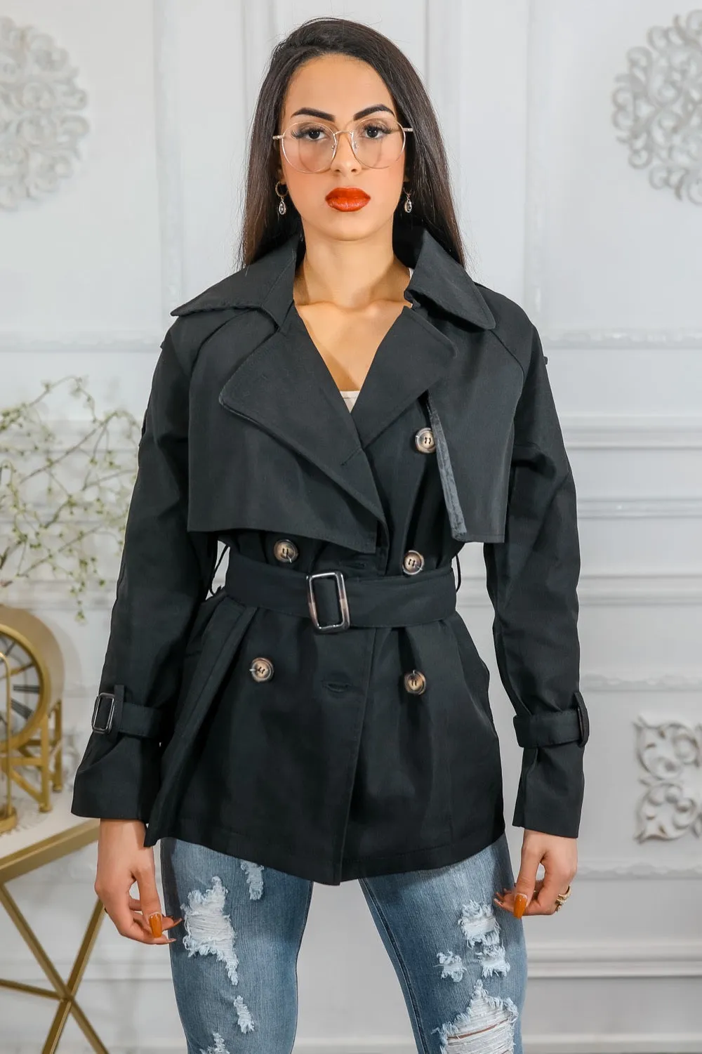 Mid Length Trench Coat Jacket