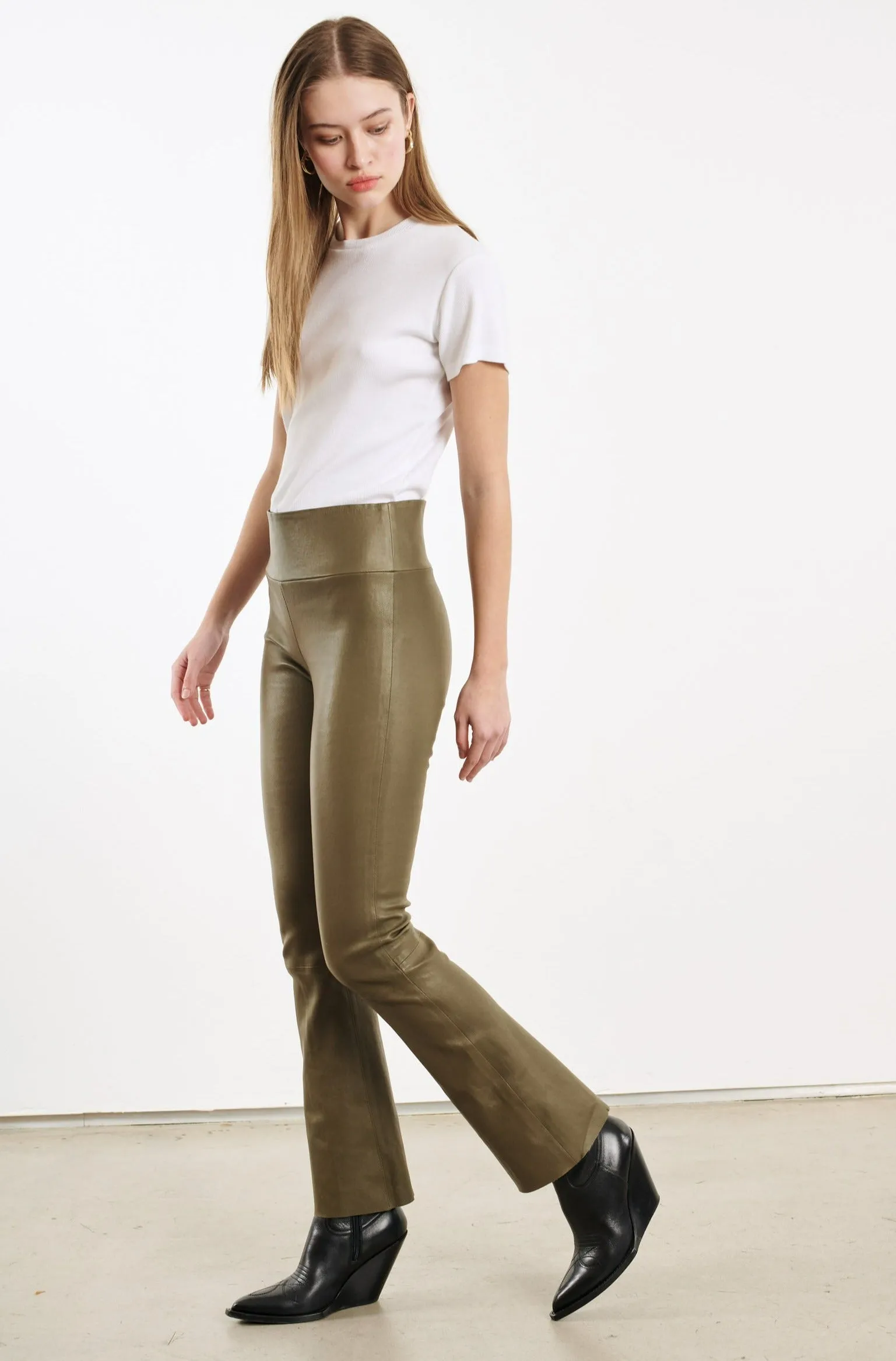 Moss Leather Ankle Flare