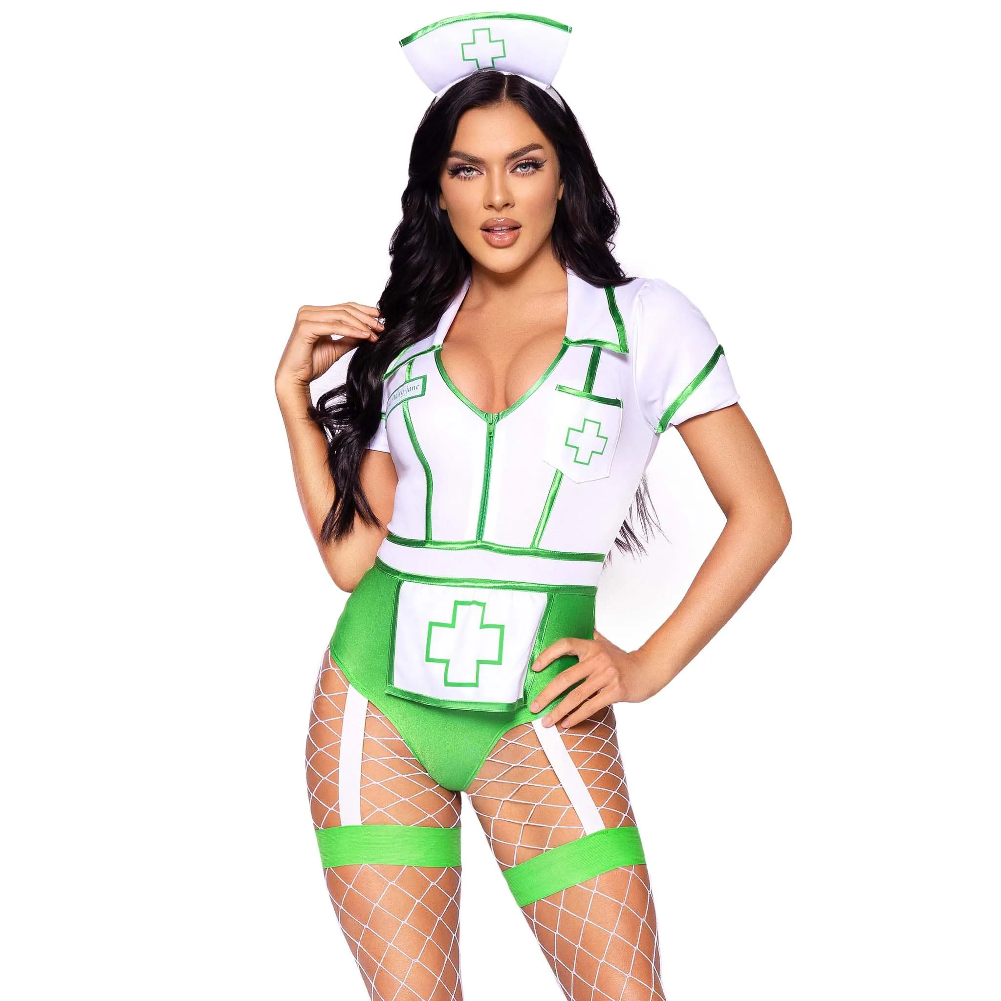 Nurse Feelgood Sexy Costume - Medium - White/green