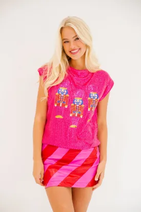 NUTCRACKER PINK SEQUIN TOP