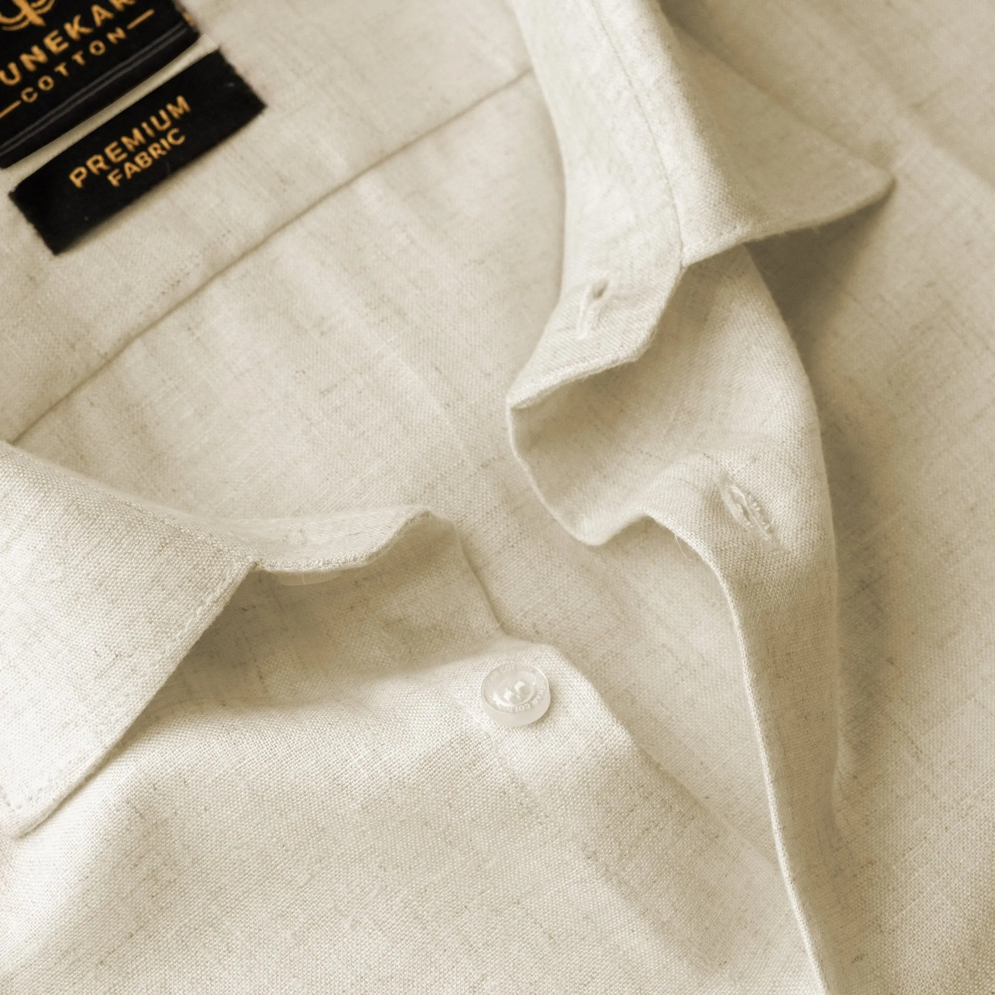 Off Cream Color Prime Linen Shirt For Men