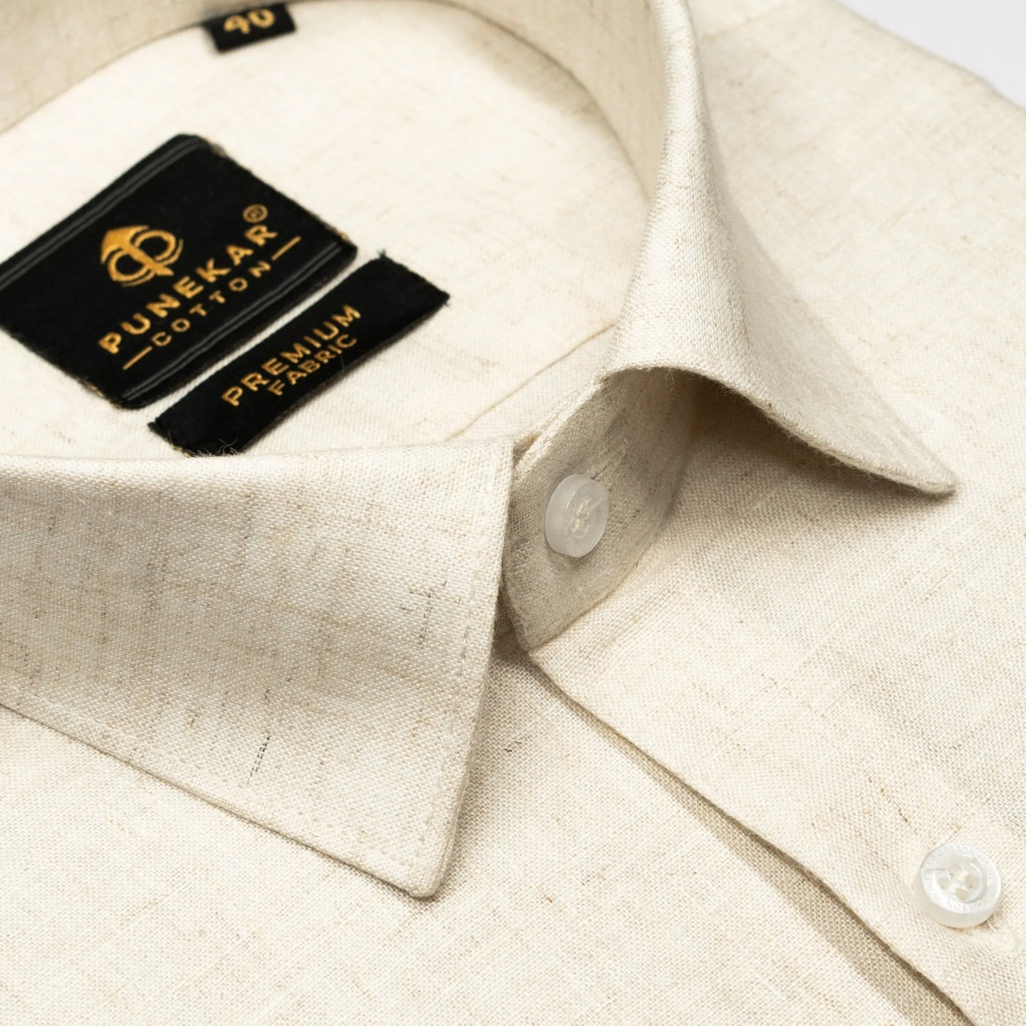 Off Cream Color Prime Linen Shirt For Men