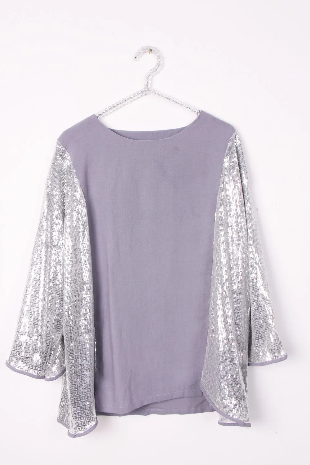 Oversized Contrast Sequin Sleeve Top