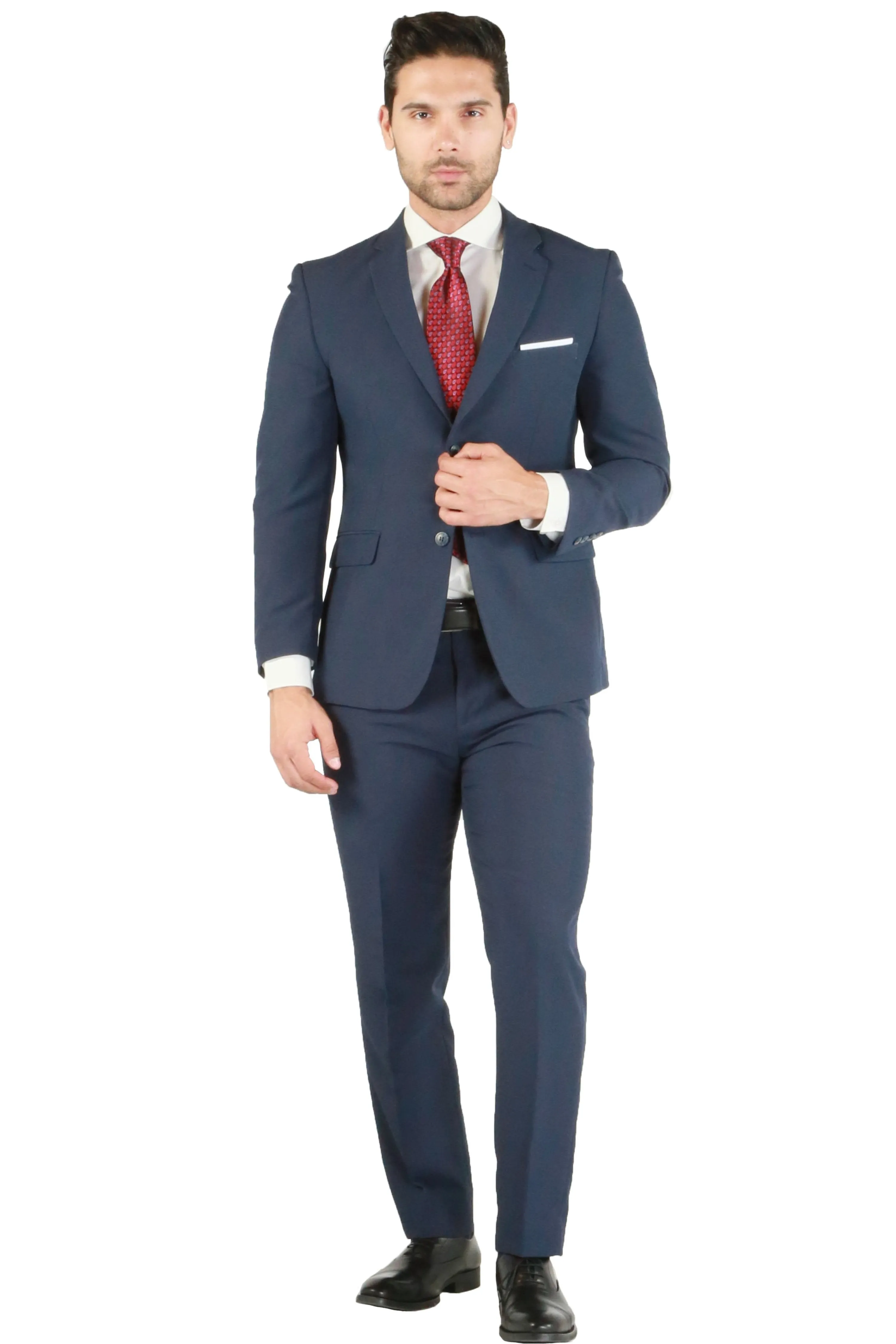 Paul Lorenzo 1969 Navy Solid Slim Fit Suit (2-Piece Set)