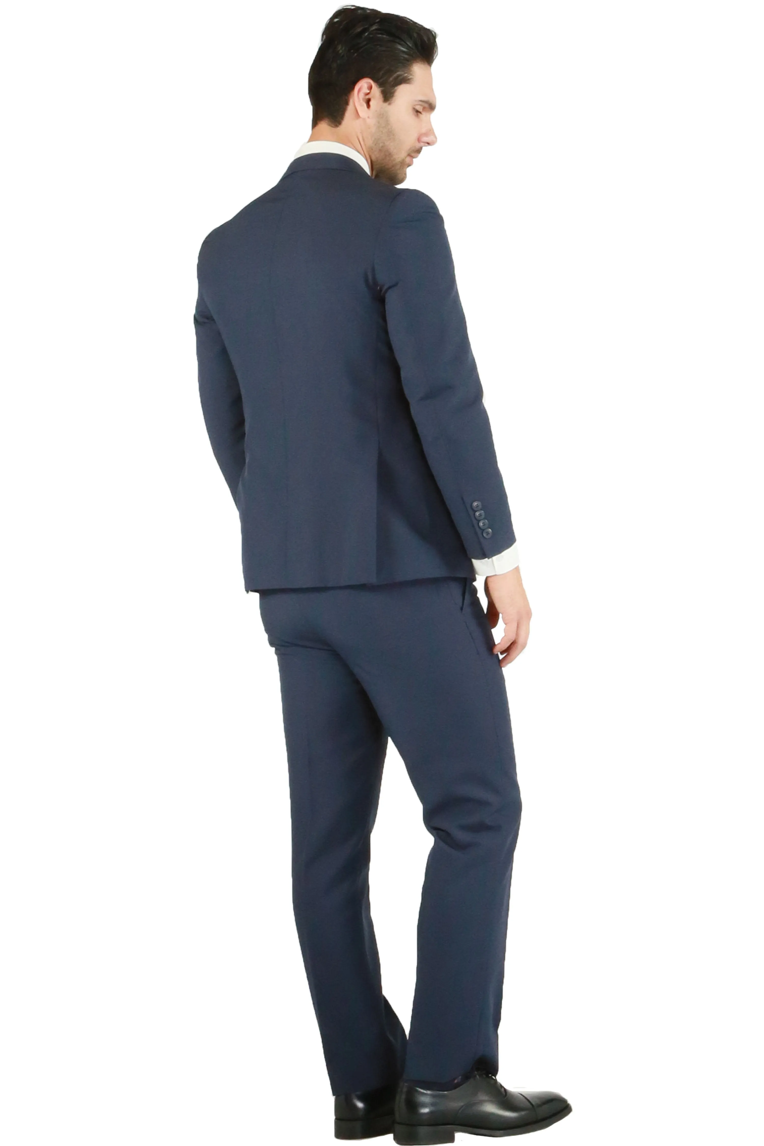 Paul Lorenzo 1969 Navy Solid Slim Fit Suit (2-Piece Set)