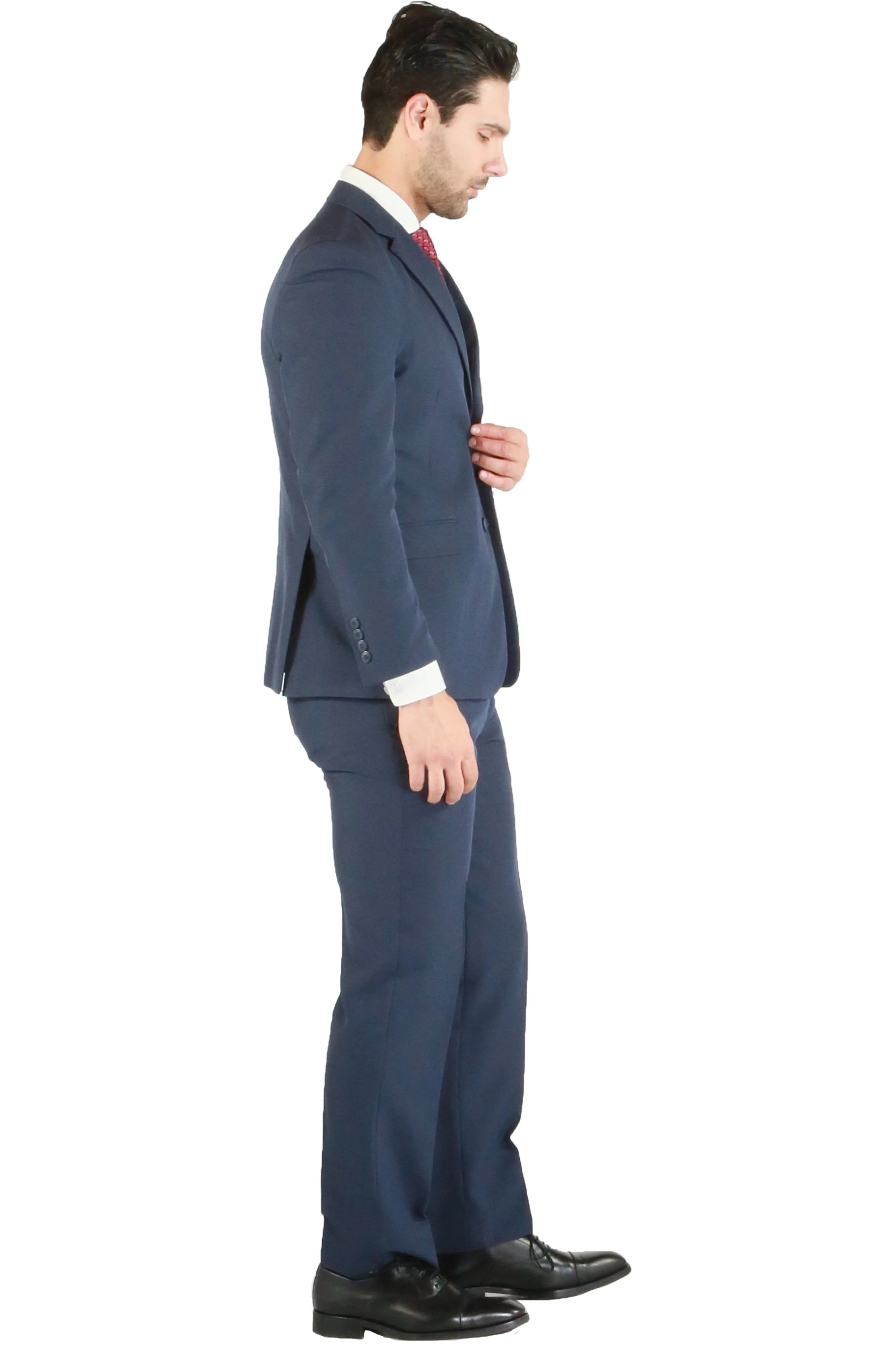 Paul Lorenzo 1969 Navy Solid Slim Fit Suit (2-Piece Set)