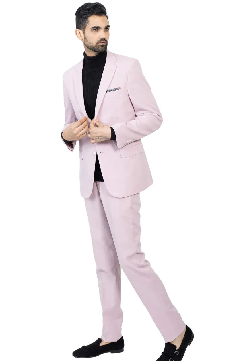 Paul Lorenzo 1969 Pale Mauve Solid Slim Fit Suit (2-Piece Set)