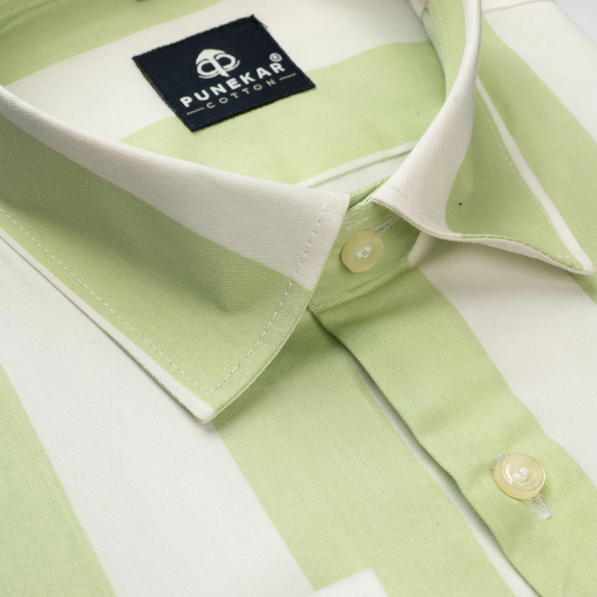 Pista Green Color Stripe Shirt For Men