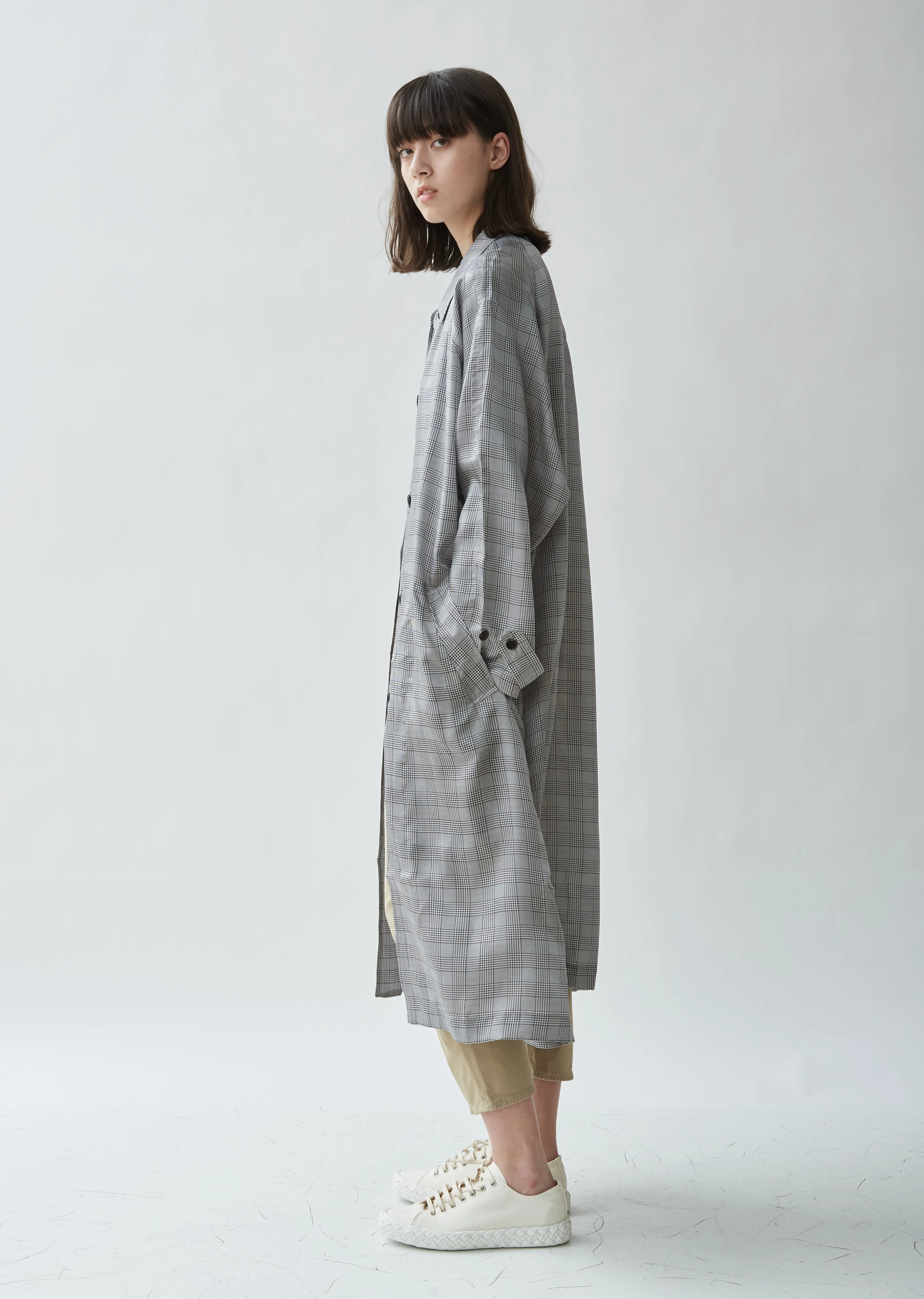 Plaid Raglan Trench Coat