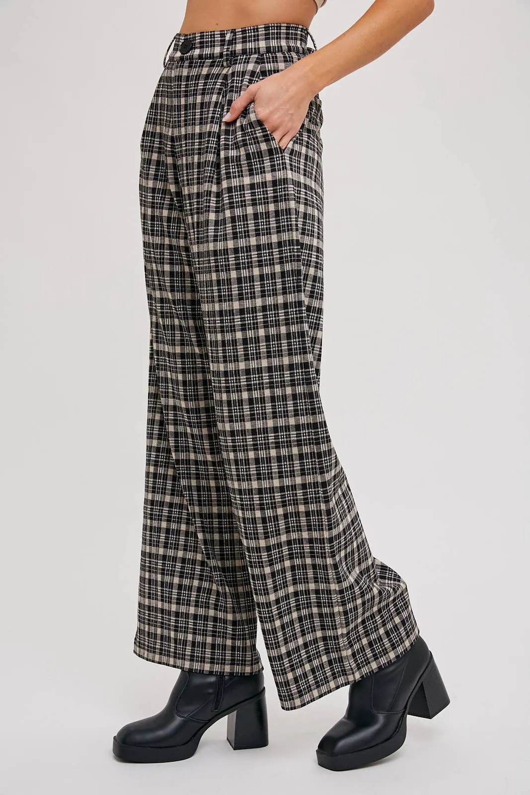 PLAID WIDE PANTS