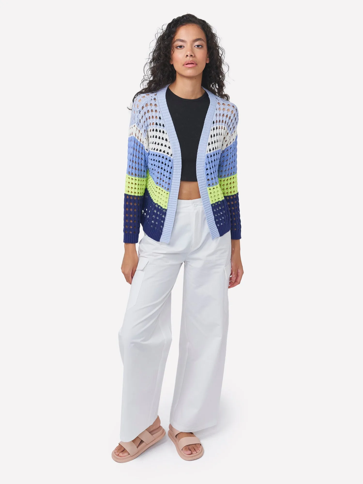 Pointelle Stripe Cardigan