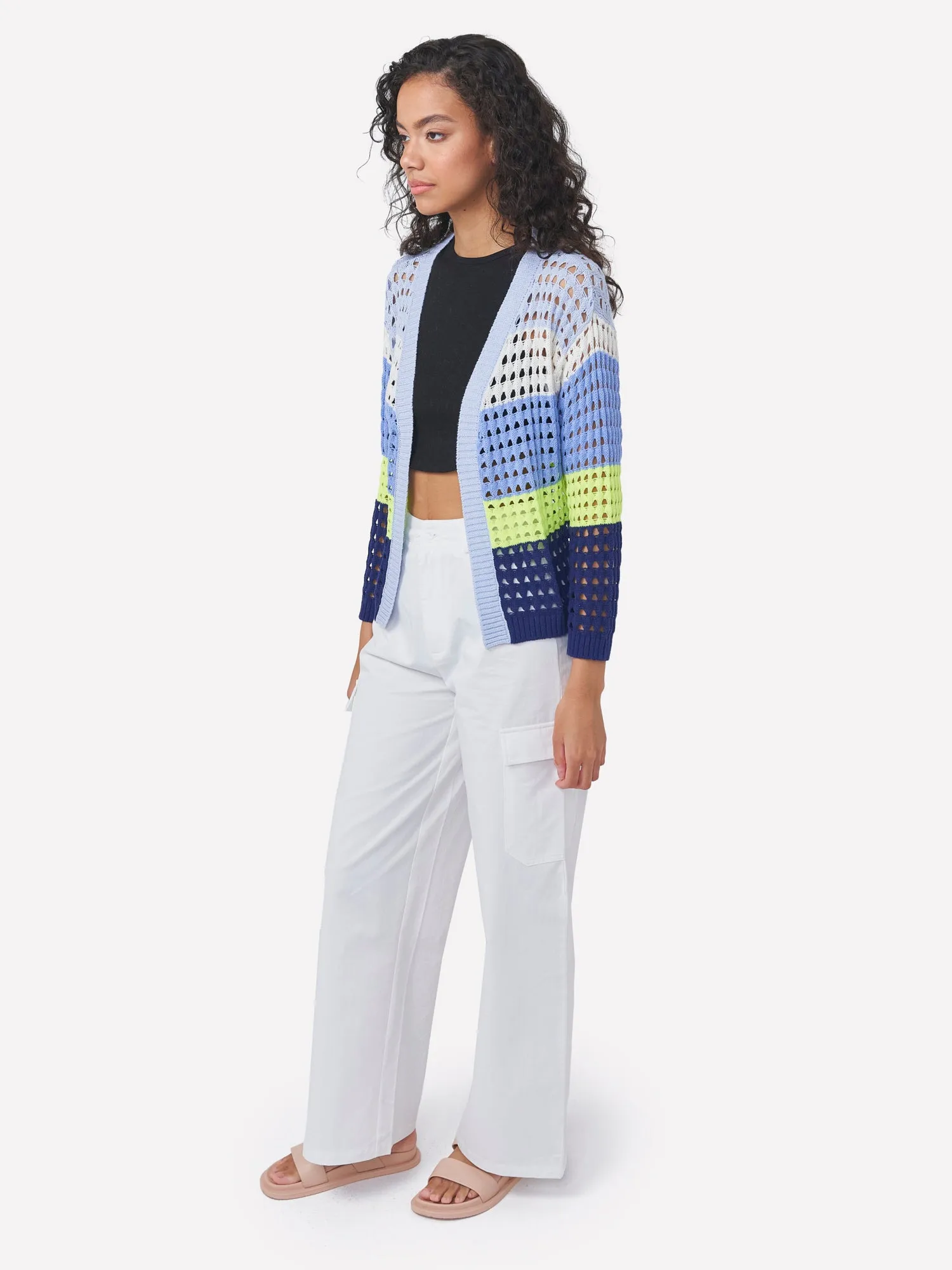 Pointelle Stripe Cardigan