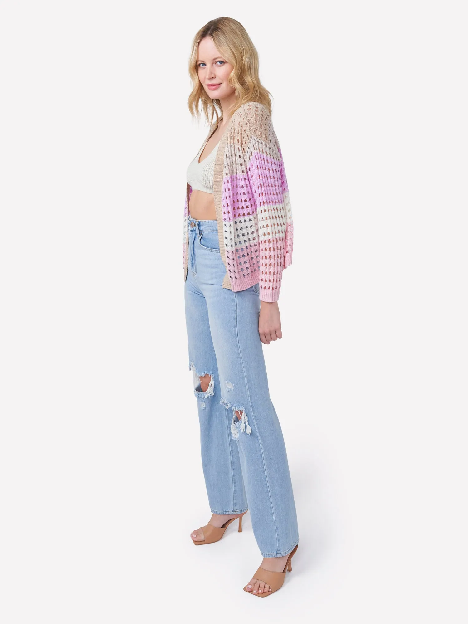 Pointelle Stripe Cardigan