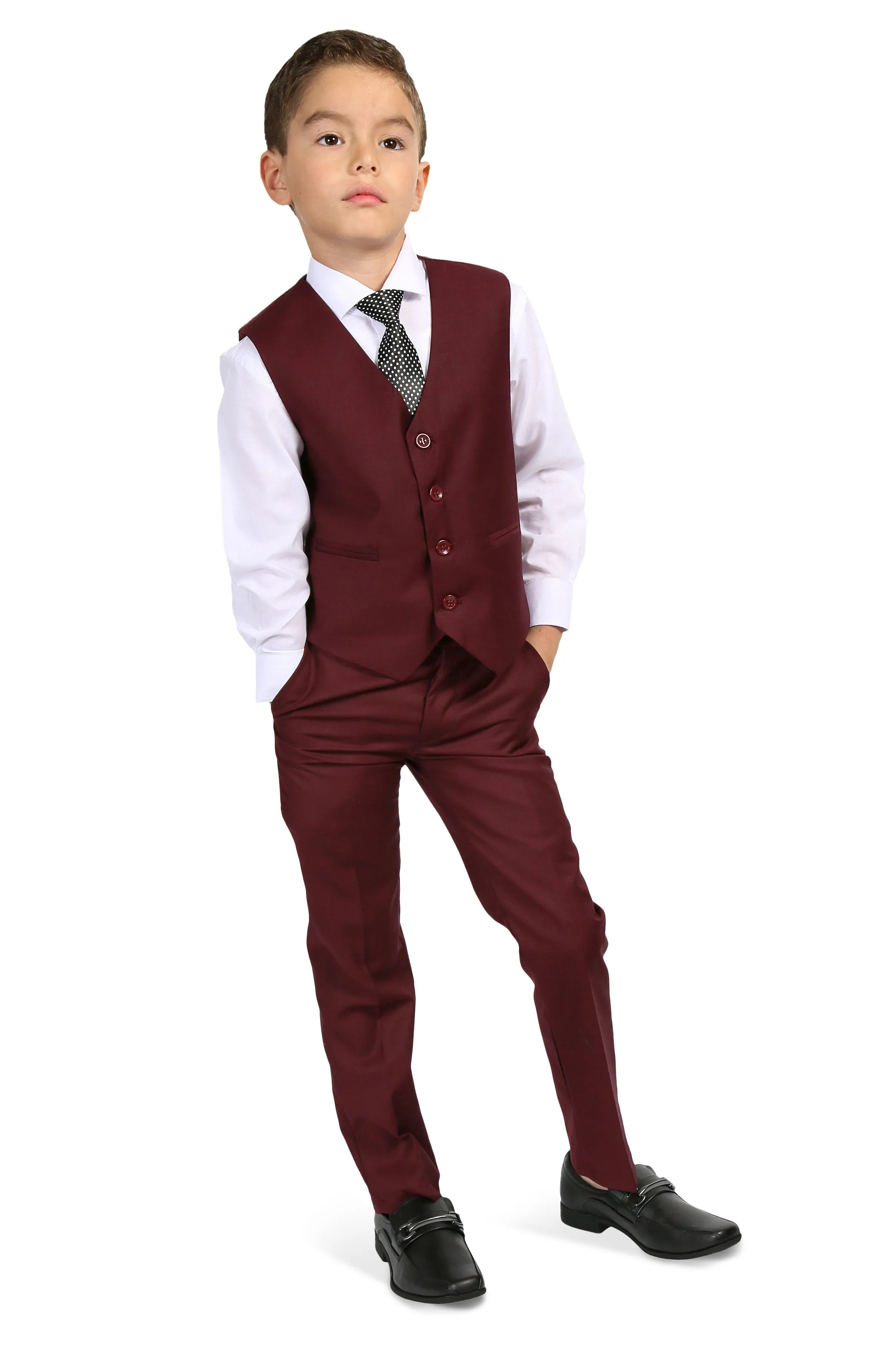 "Jax" Kids Burgundy Suit 5-Piece Set