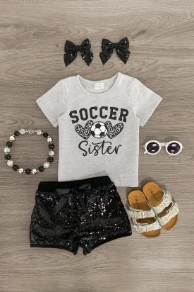 "Soccer Sister" Sequin Short Set