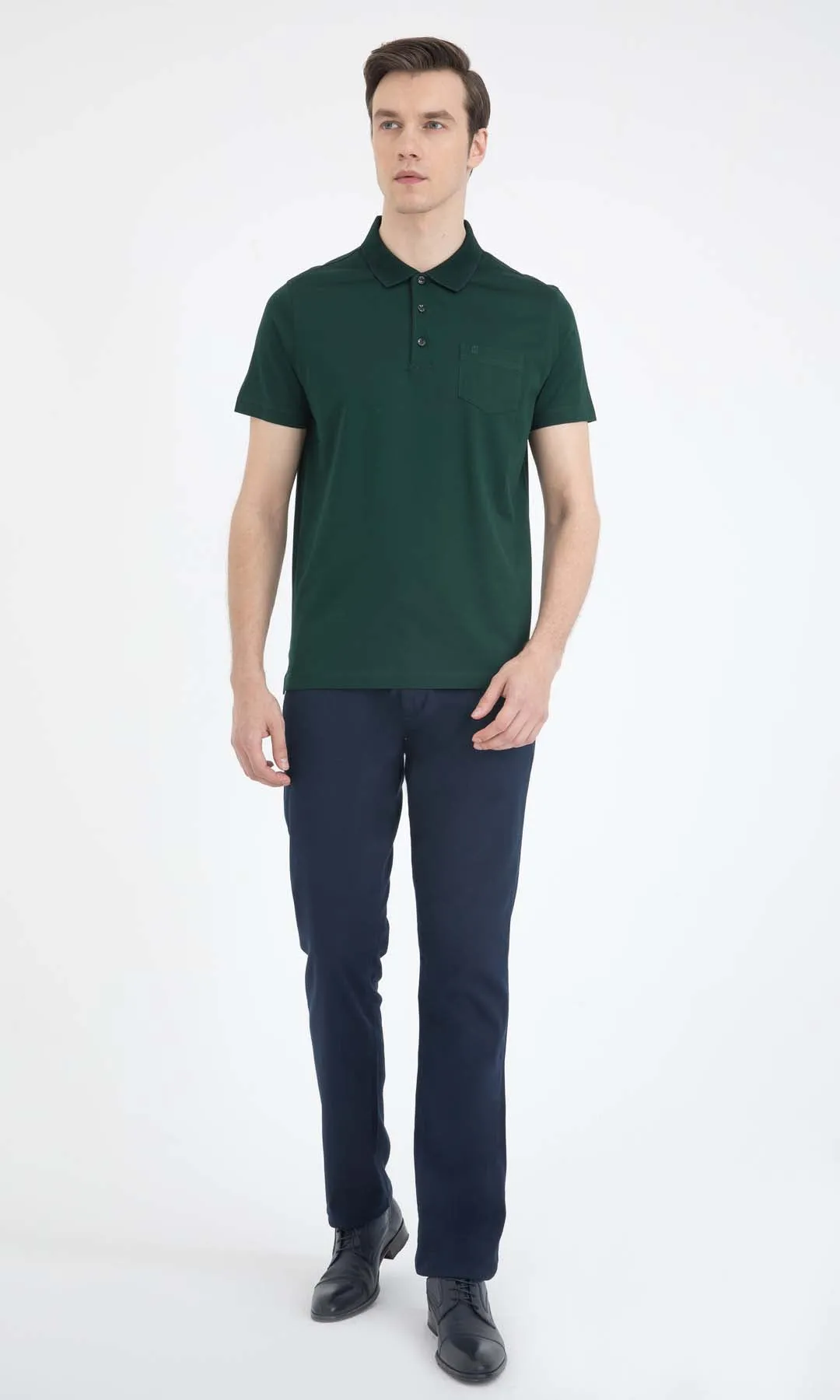 Regular Fit Basic Cotton Polo T-shirt, Green