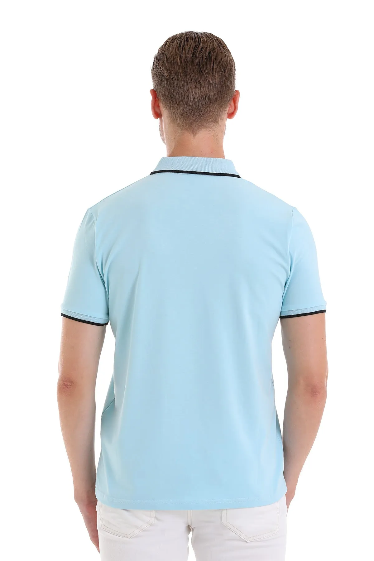 Regular Fit Blue Basic 100% Cotton Polo T-Shirt