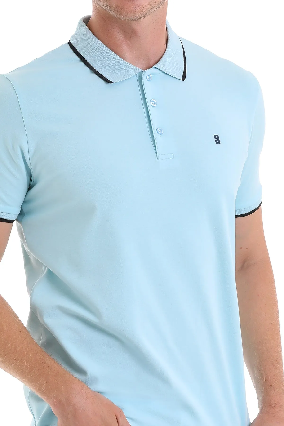 Regular Fit Blue Basic 100% Cotton Polo T-Shirt