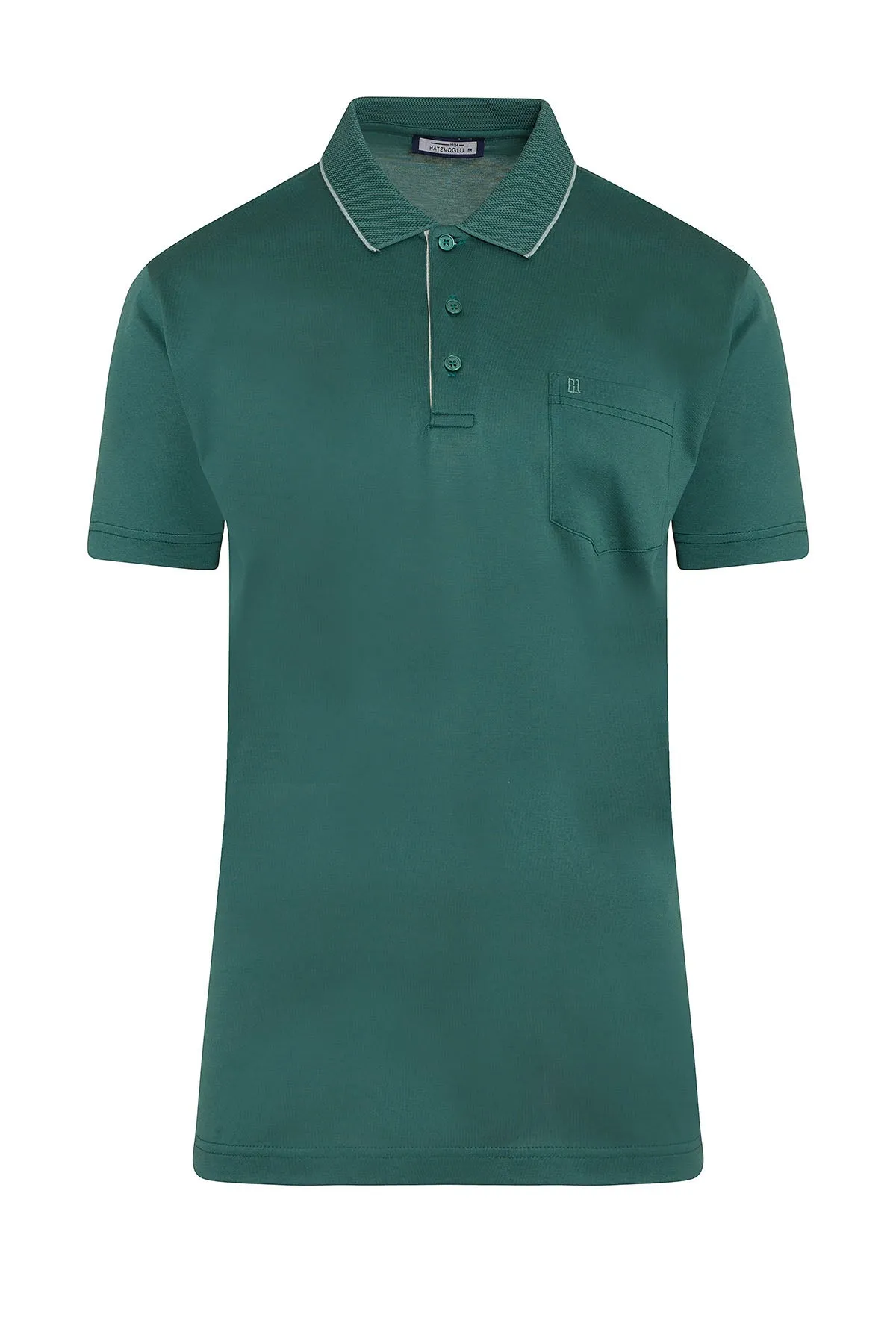 Regular Fit Green Basic Cotton Polo T-Shirt