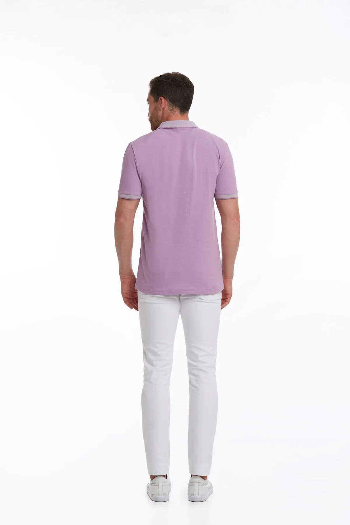 Regular Fit Lilac Basic Cotton Polo T-Shirt