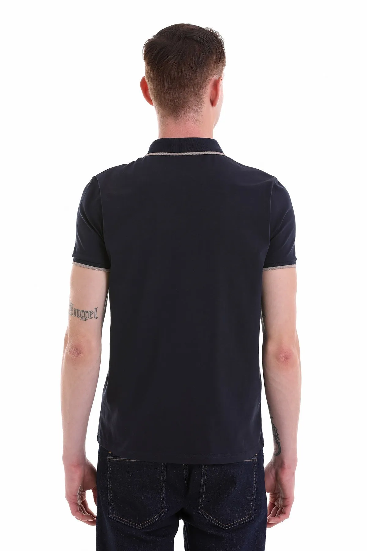 Regular Fit Navy 100% Cotton Polo T-Shirt