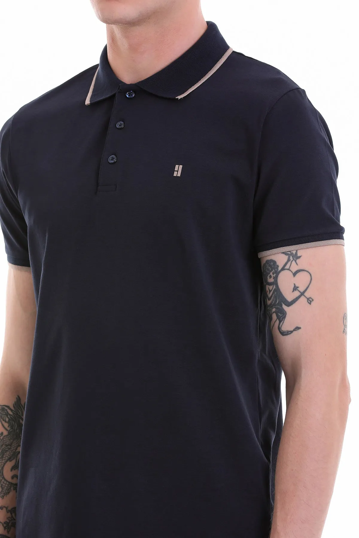 Regular Fit Navy 100% Cotton Polo T-Shirt