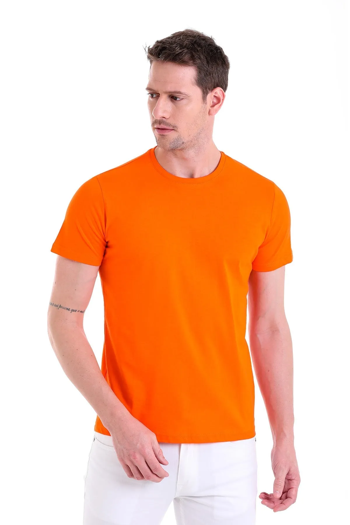 Regular Fit Orange X Basic Cotton Crew Neck T-Shirt